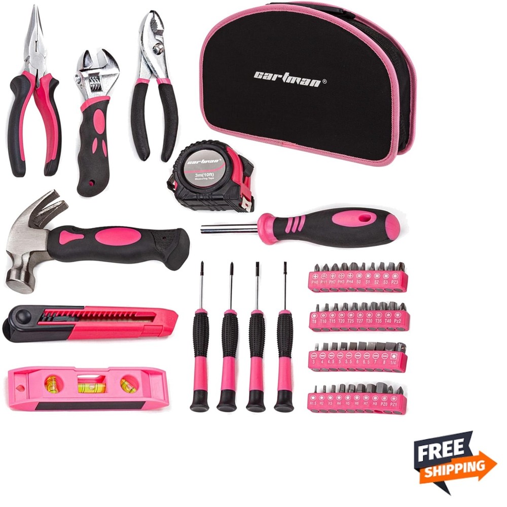 Ultimate 52-Piece Hand Tool Set in Pink - Transportable and Multi-Functional