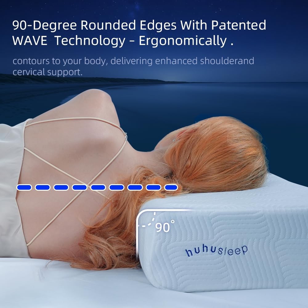 Cube Pillow for Side Sleeper with Firm Layer, Cooling Memory Foam Pillows wit...