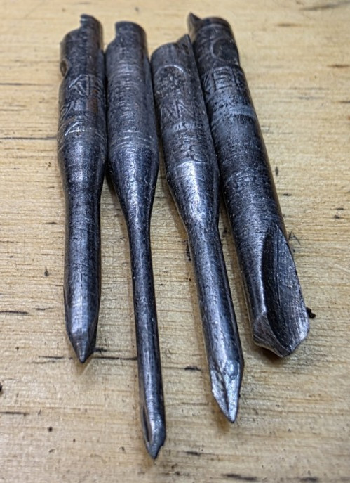 4 Yankee Drill Points in a Cork Case