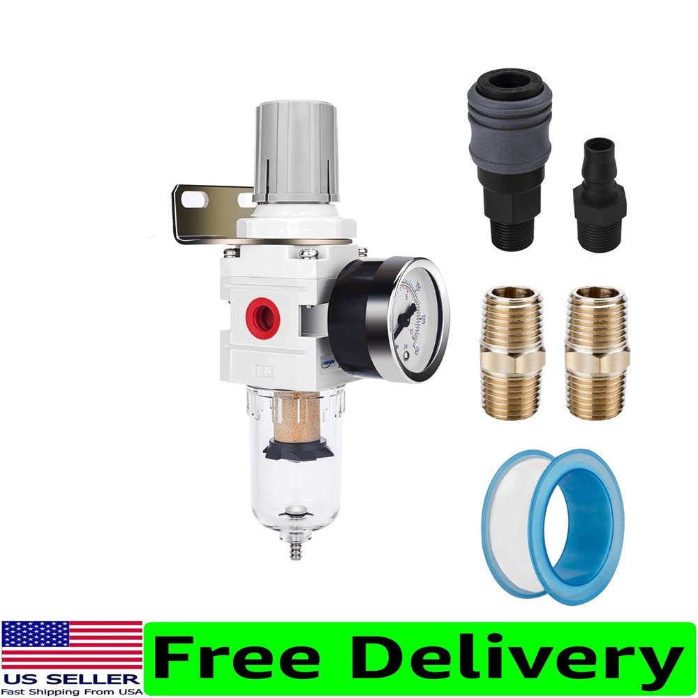 5 Micron Brass Element Air Filter/Regulator Combo with Poly Bowl & Metal Bracket