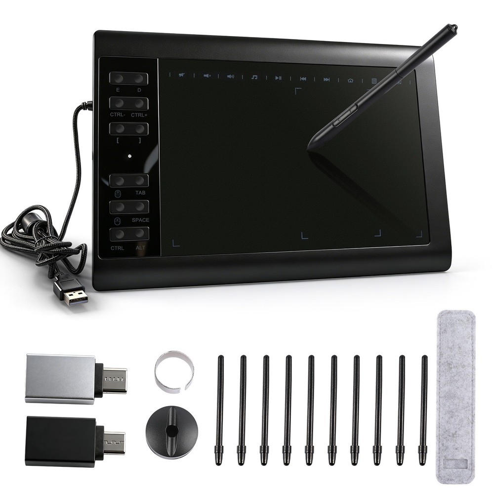 Drawing Tablet Large Area Graphics for Windows/Android/Mac+60°Tilt-Sensitive Pen