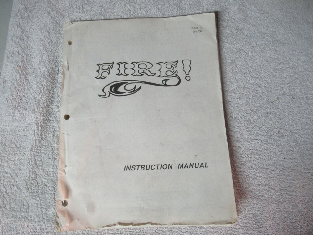 missing cover FIRE    ORIGINAL  WILLIAMS  pinball machine manual