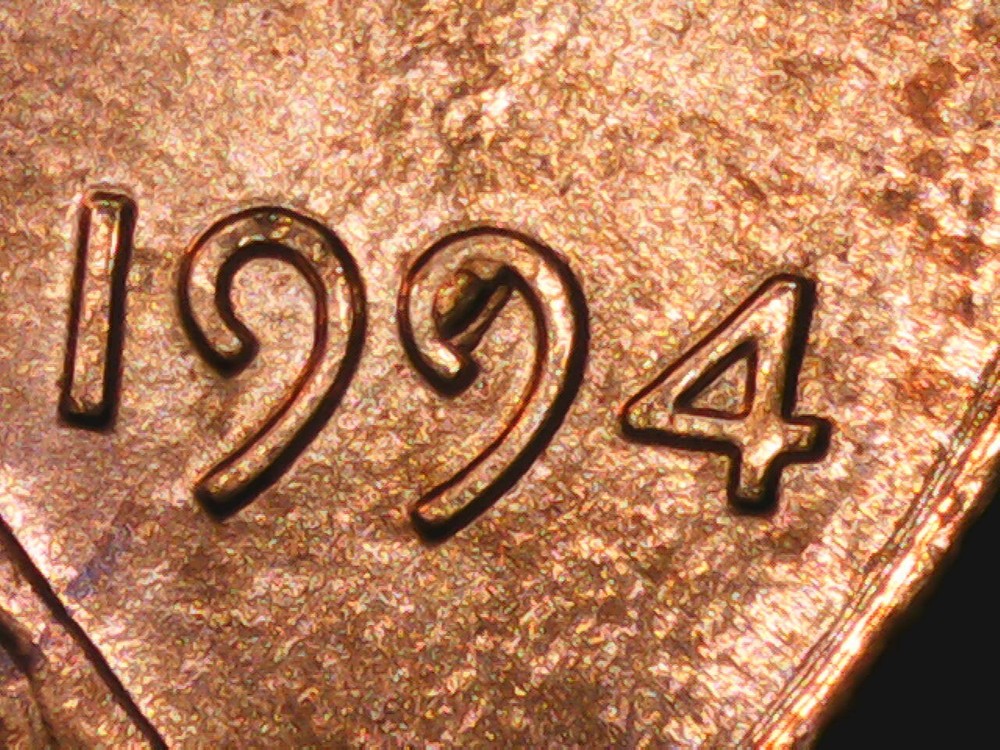 1994 Penny Die Chip Obverse on Date