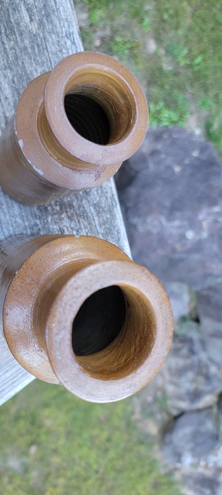 2 Different Size Brown Glazed Blacking Pots