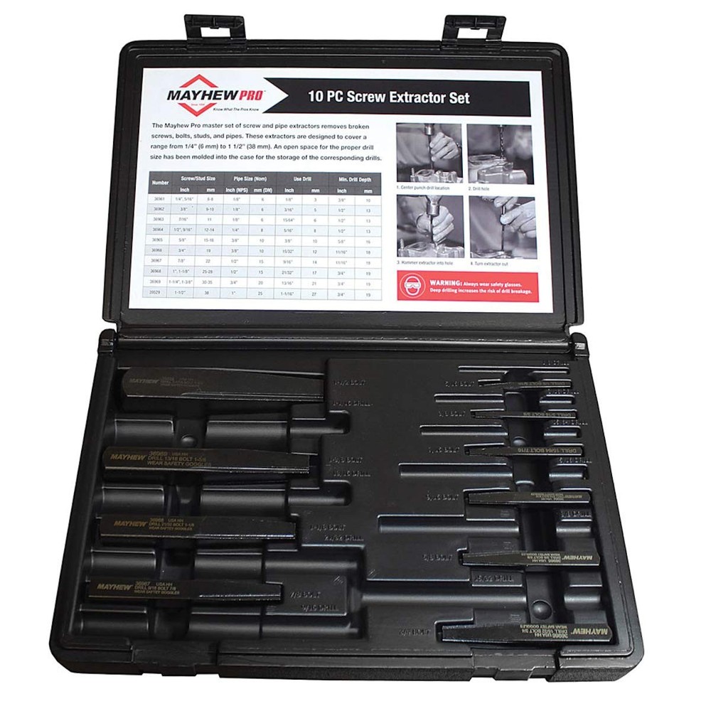 Tools MAY-37345 Screw Extractor Set - 10 Piece