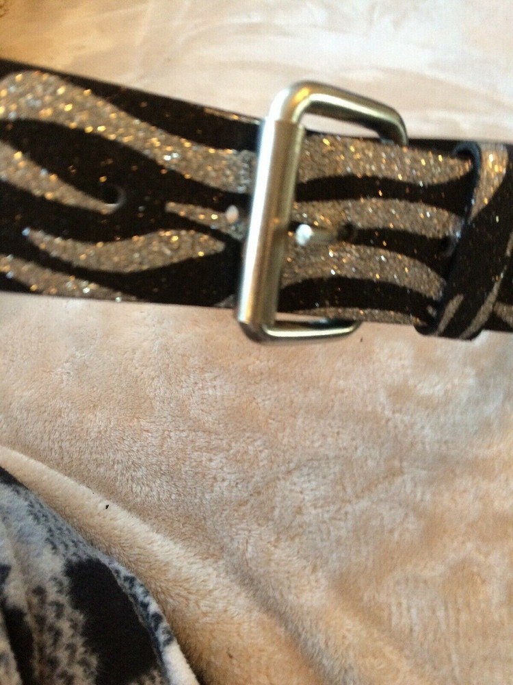 Leather And Fabric Glitter Belt Size Medium
