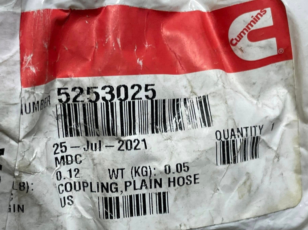 NEW Cummins 5253025 Plain Hose Coupling