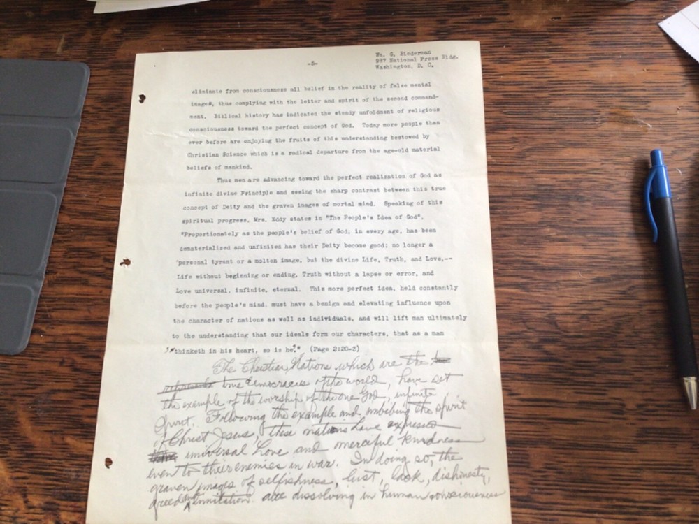Christian Science Original Manuscript William Biederman The Second Commandment
