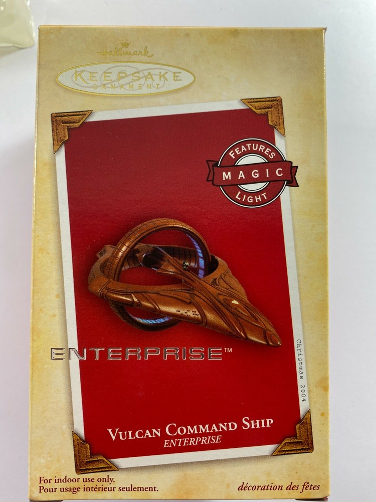 2004 Hallmark Keepsake Magic Christmas Ornament Vulcan Command Enterprise Ship