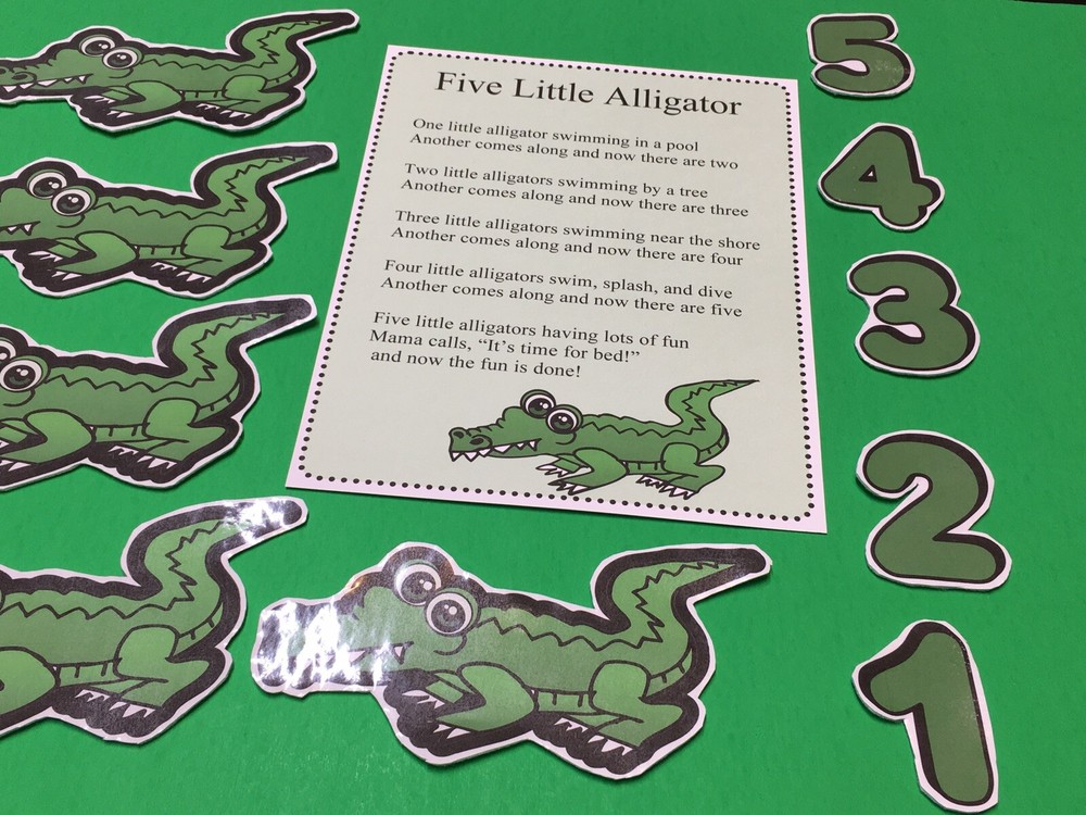 Five Little Alligator Flannel Board Set - Laminated Activity Set - Teaching