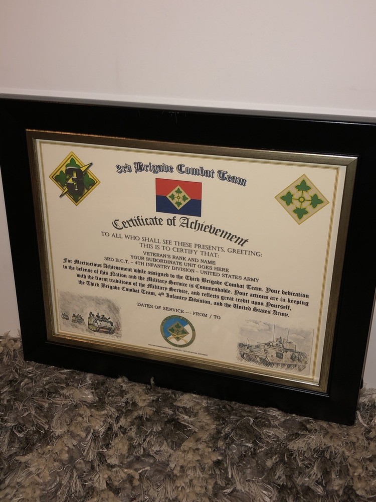 3RD B.C.T. / 4TH INFANTRY DIVISION (COMMEMORATIVE CERTIFICATE)