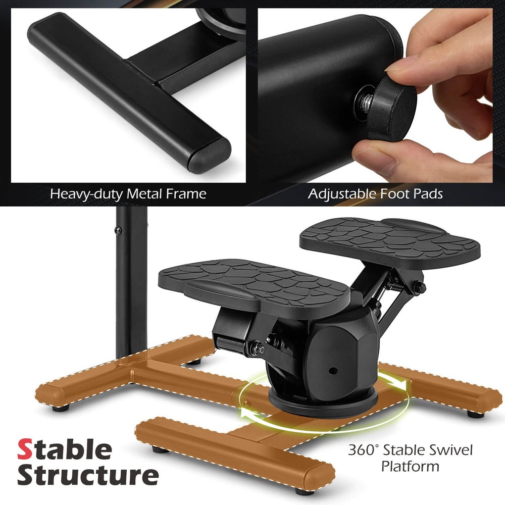 Steppers for Exercise w/Height-Adjustable Handlebar & Non-slip Pedals