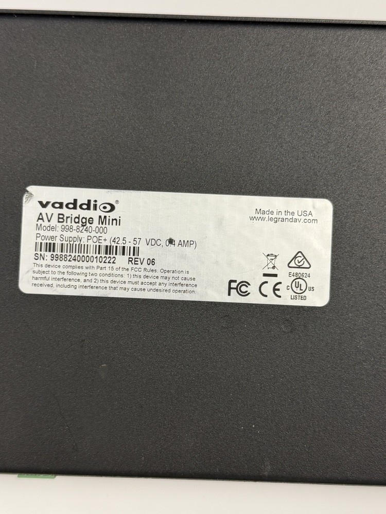Vaddio 998-8240-000 AV Bridge Mini HD Audio Video Encoder