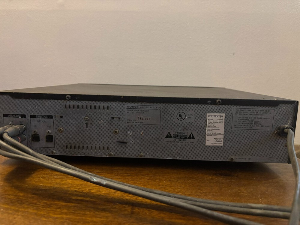 Rare Sony RCD-W10 Compact disc player Recorder Duplicator -Left reader defective