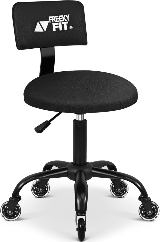 Shop Stool with Backrest, Mechanic Garage Stool for Workshop, Adjustable Stool C