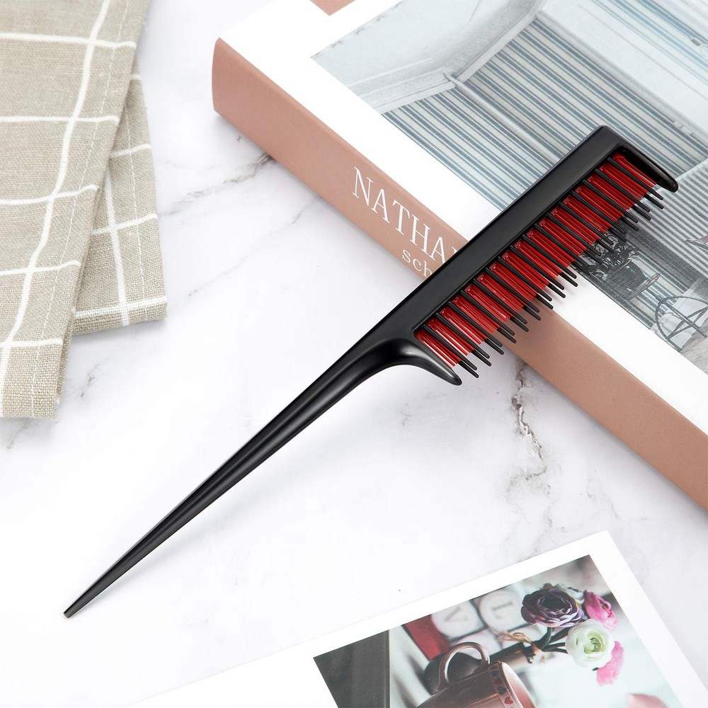 3 PCS Triple Teasing Comb Plastic Rat Tail Heat Resistant Black Red