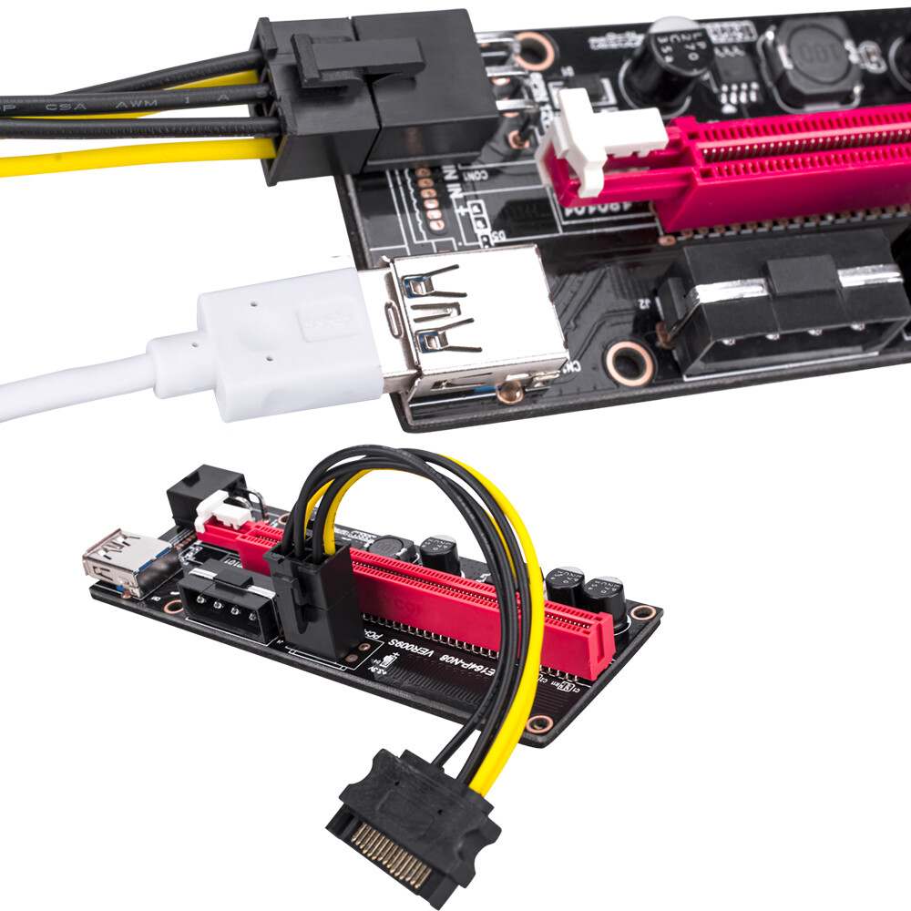 VER009S PCI-E Riser Card PCIe 1x to 16x GPU 3.0 Data Cable for Bitcoin Mining