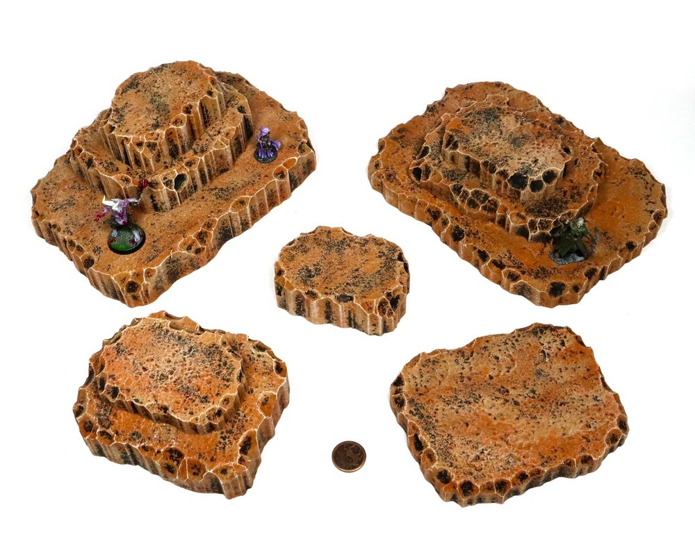 Earth Toned Stacking Hills Set - War Game Terrain Scenery Warhammer D&D