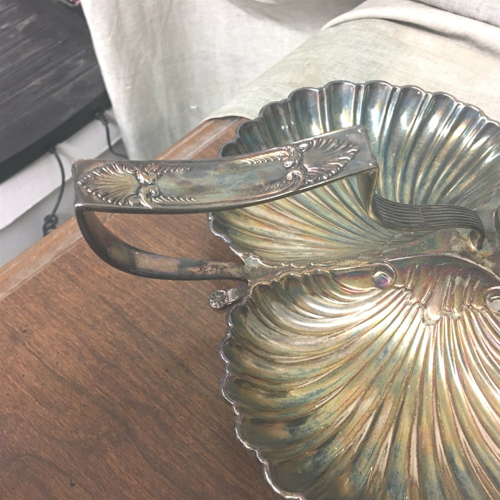 Lovely Silverplate Three Compartment Handled Divided Serving Dish
