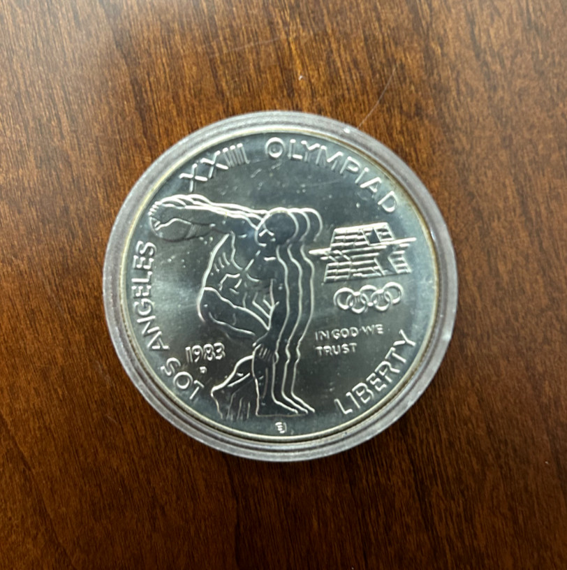 1983 D Uncirculated Olympic Discus Commemorative Silver Dollar $1