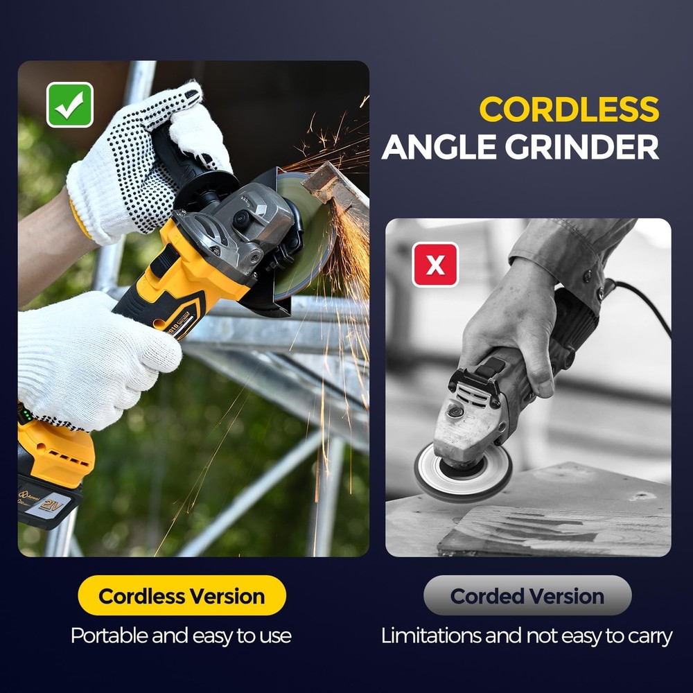 Brushless Cordless Angle Grinder, 21V Angle Grinder Toolbox Kit, with 2x4.0Ah...