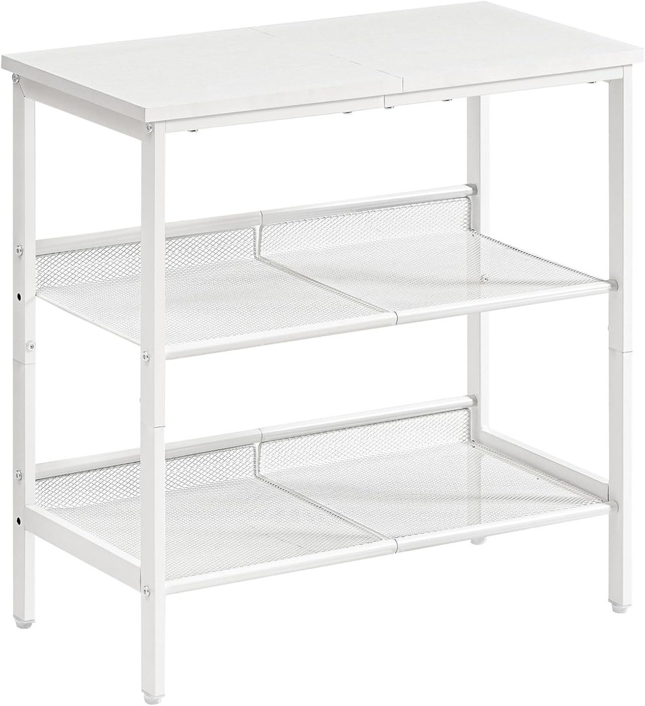 Black Side Table 3-Tier Metal Side Table Small Black Table W/ 2 Flat/Slant