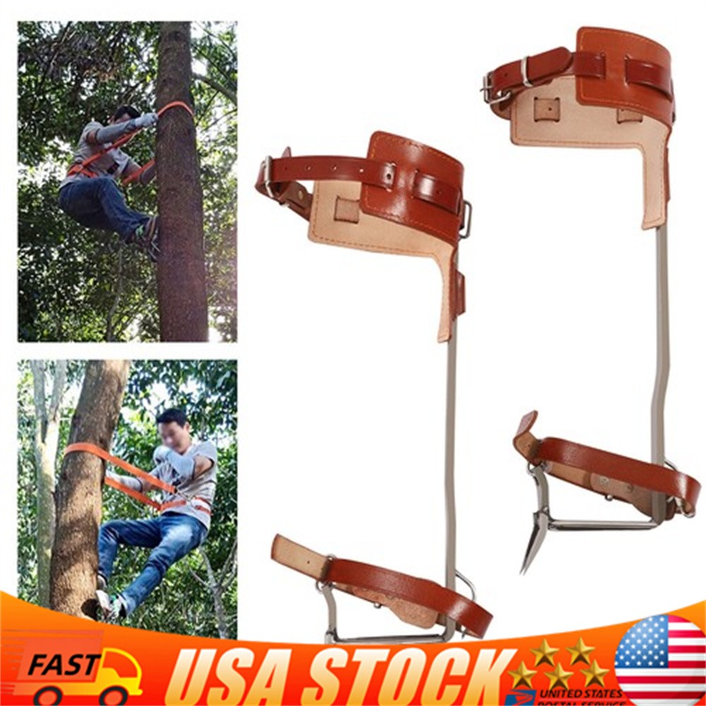 Adjustable Tree Climbing Spike Set Pole Climbing Spurs Tool Climber Strap Gaffs