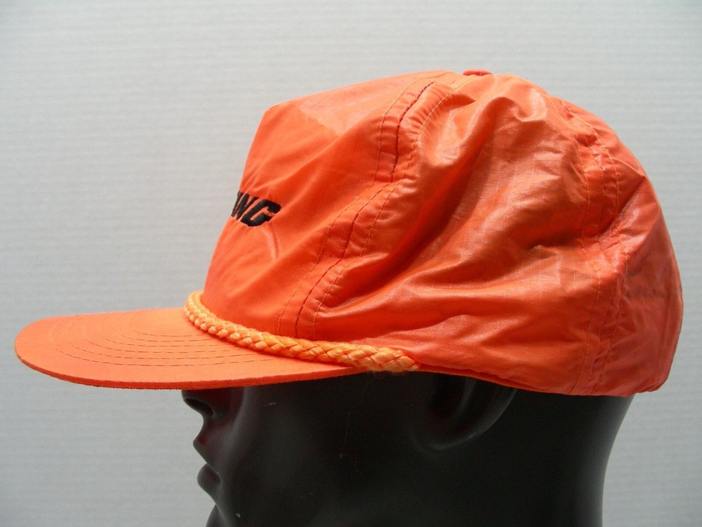 BOEING - Bright Orange - Nylon - One Size Adjustable SNAPBACK Baseball Cap Hat!