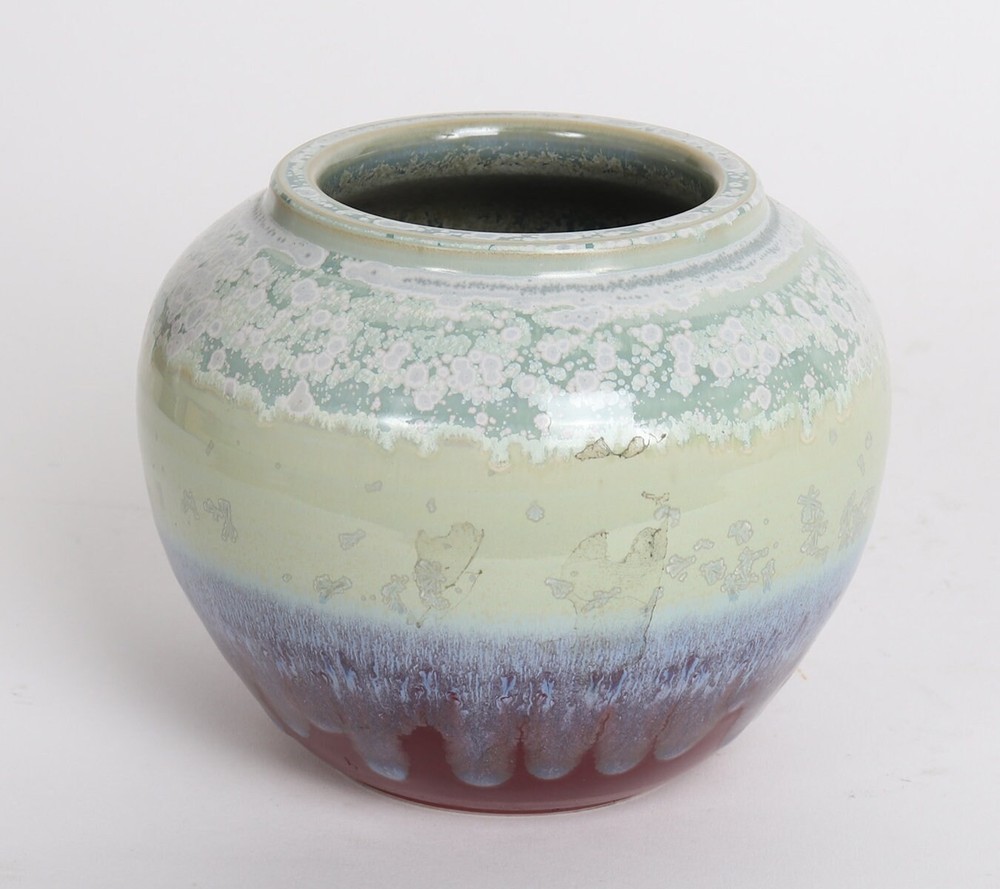 Eggshell Ceramic Tri-Colored Pot