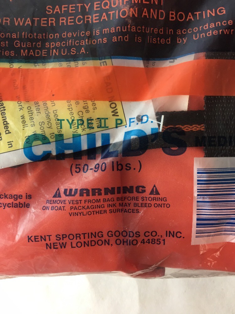 NIP!! 2 Kent Child Type II Life Jacket Small & Medium