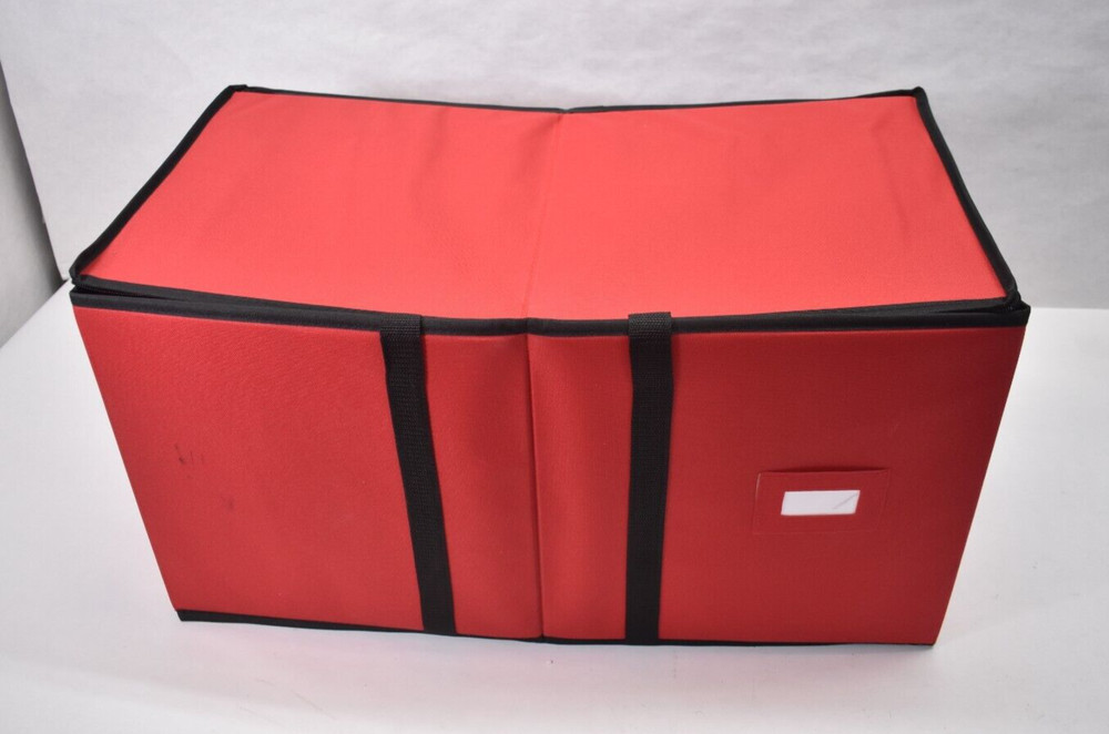 Songmics Collapsible Storage Tote Bin w Zippered Lid Red/Black Rectangular