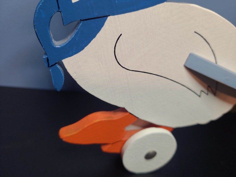 Vintage Duck Wooden l Pull Toy Easter Candy Container