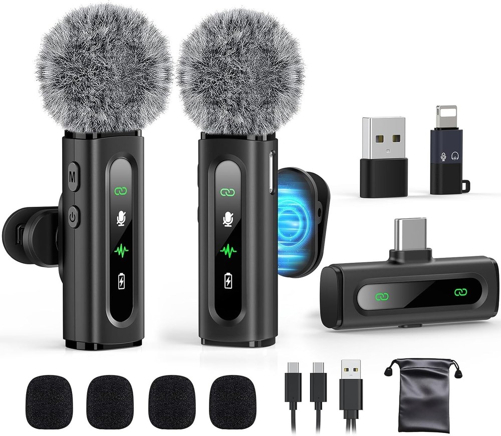 USB C Lavalier Microphone Wireless Mini Mic for Type-C Android Phone/Tablet/PC V