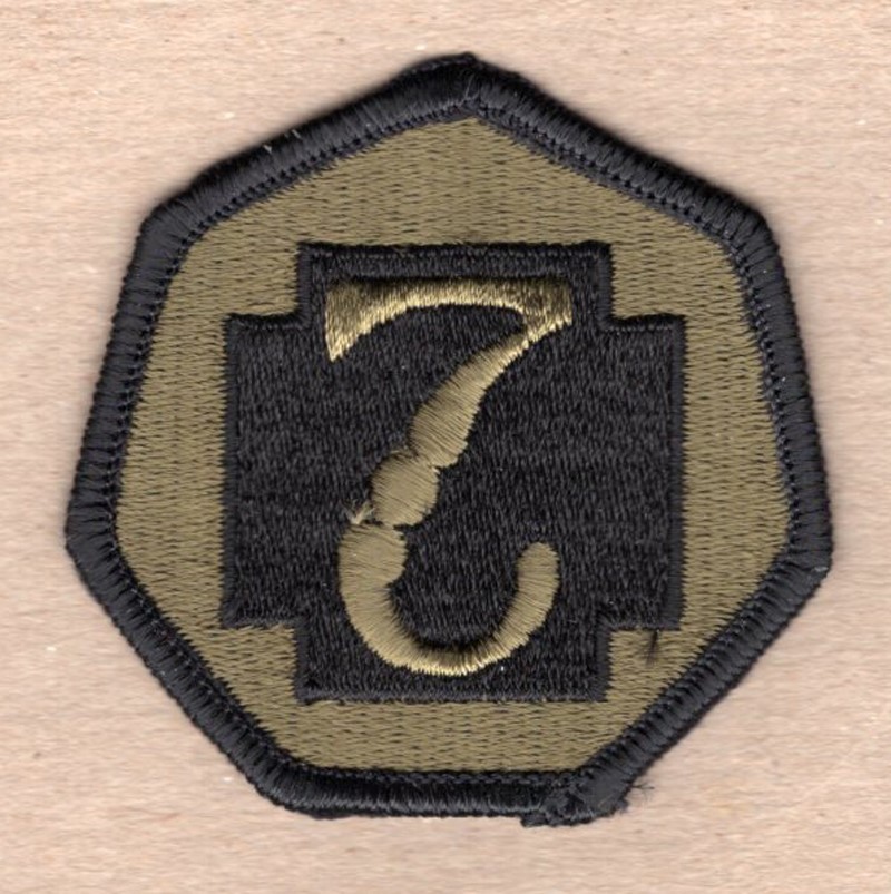 Army Patch:  7th Medical Command - subdued, merrowed edge