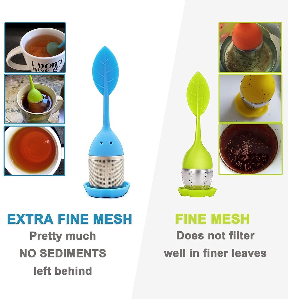 4Leaf Silicone Tea Infusers - 4 Pack Extra Fine Mesh Loose Leaf or Herbal Tea...