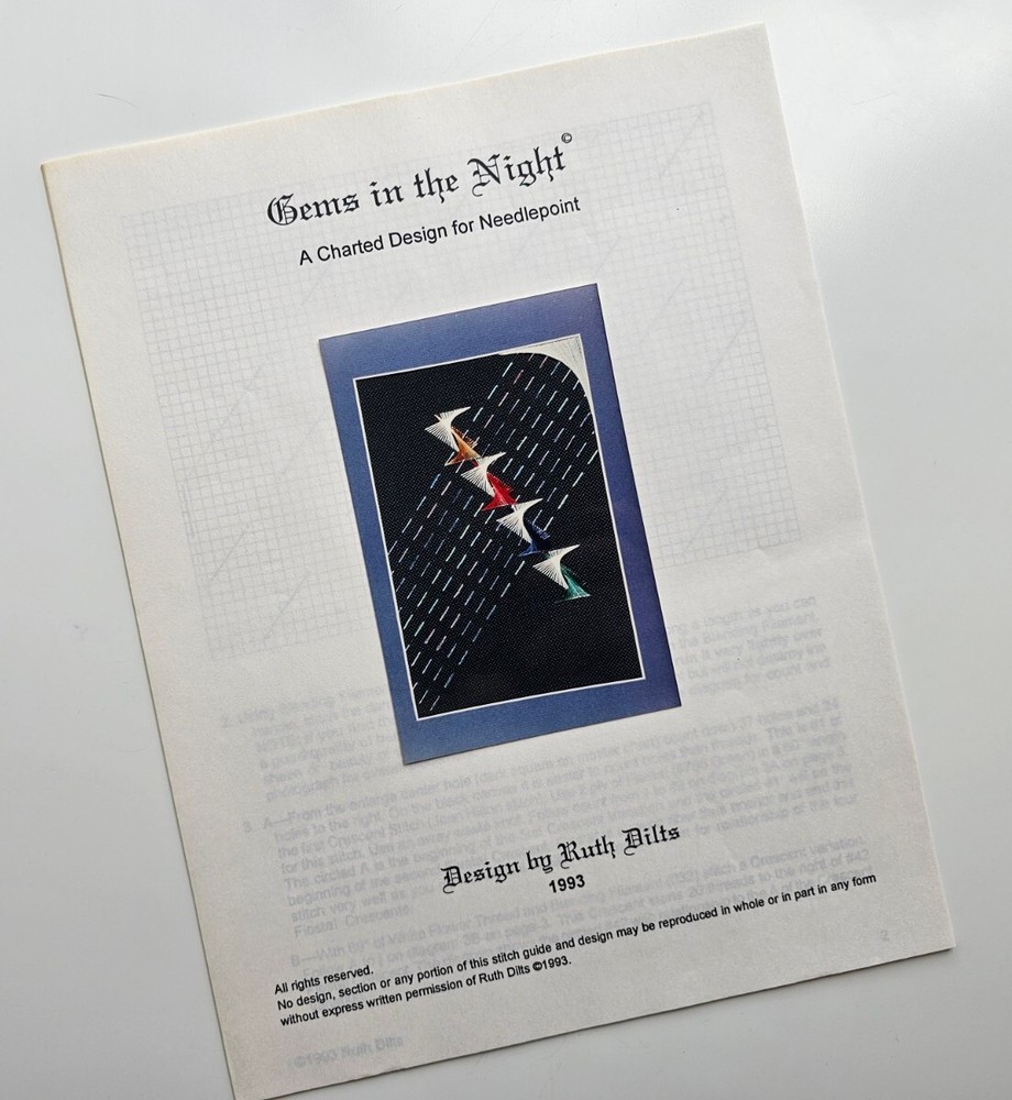 Vintage Ruth Dilts Bems In The Night Embroidery Needlepoint Pattern