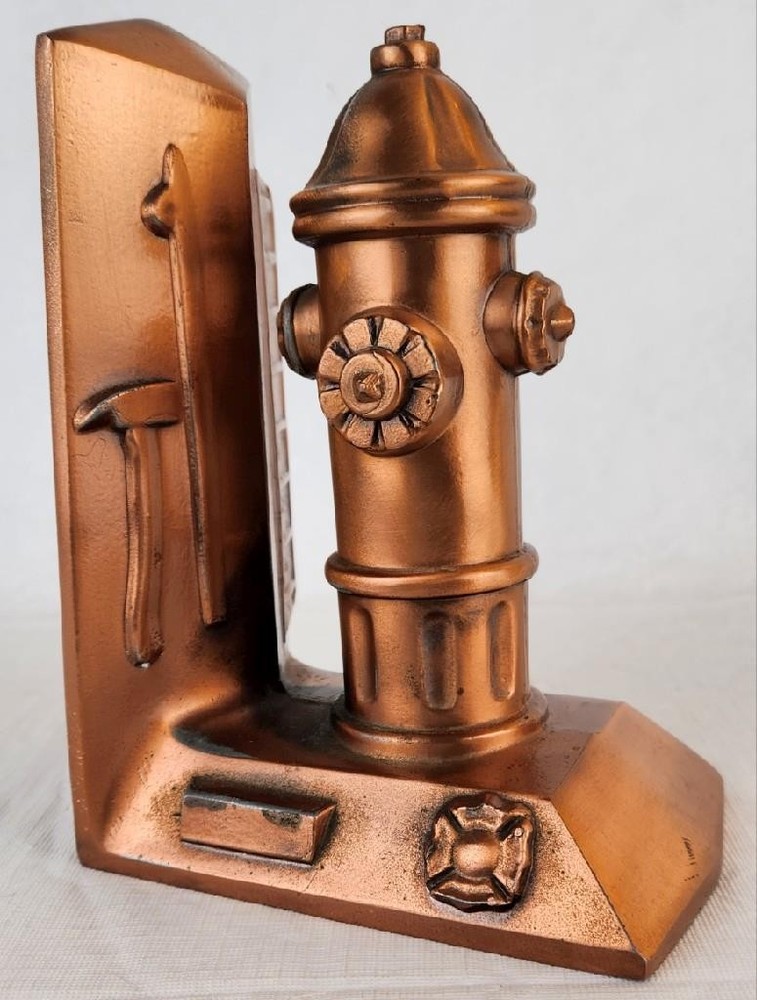 (1) Single Fireman's Fire Hydrant Bookend w/ Copper Finish - 7.25" Tall