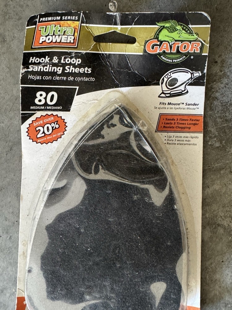 Gator Ultra Power 7756 Hook & Loop Sanding Sheets 80 Grit Medium Mouse Sander