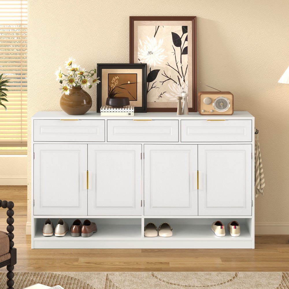Sideboard with 3 Drawers & Adjustable Shelf, Multi-Functional Storage Buffet