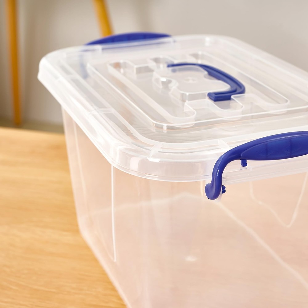 6-Pack Clear Plastic Storage Bin with Lids, Stackable Organizer Box with Latc...