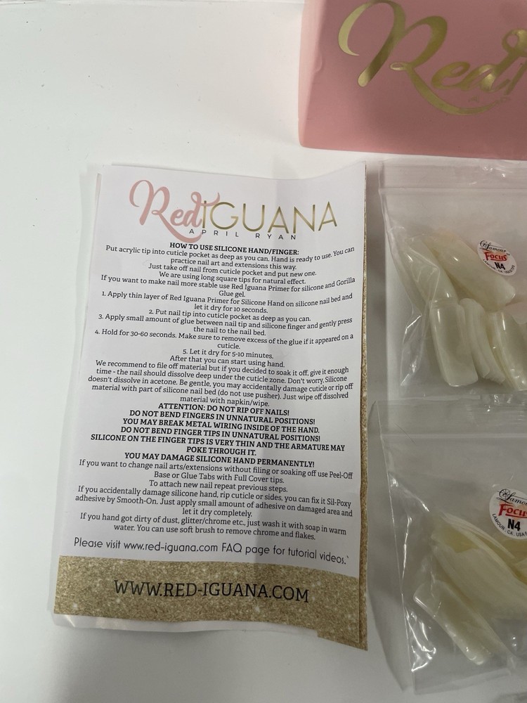 Red Iguana Right Half-Hand Practice NO RING April Ryan Silicone Nails