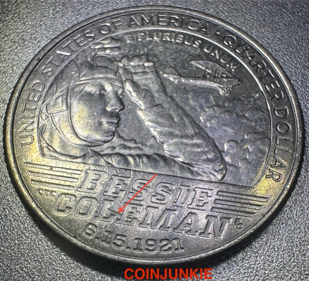 2023 P Bessie Coleman Quarter-STRIKE THROUGH ERROR ON REVERSE