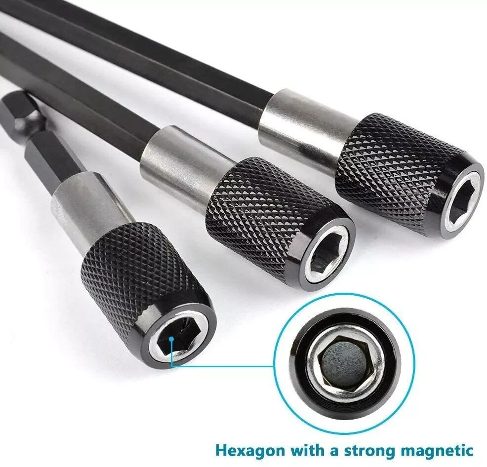 7Pc 105° Right Angle Drill Driver Set Socket Bit Extension Bar Hex Shank Adapter