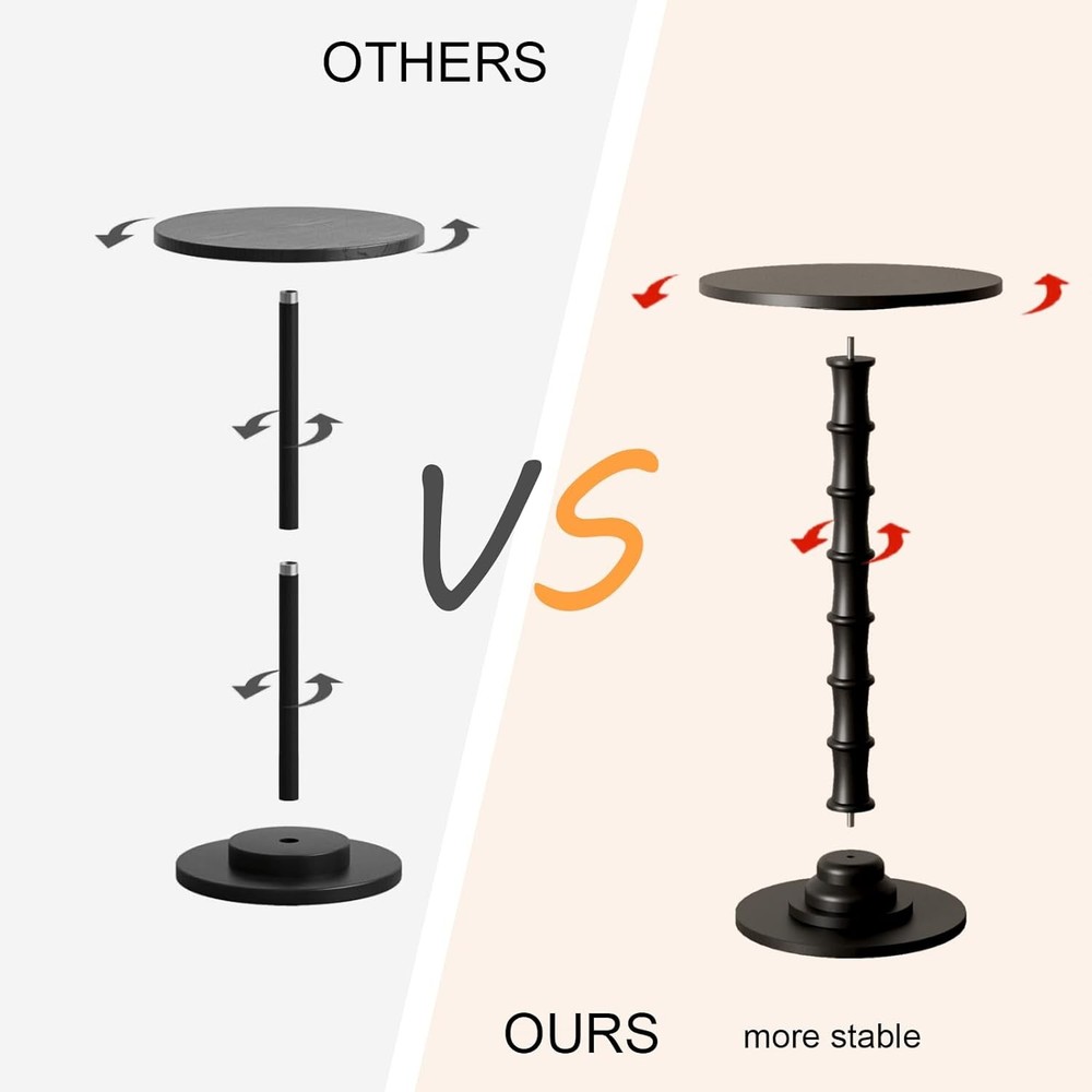 Round Side Table Modern Drink Table Small Spaces Small End Table W/ Solid Wood