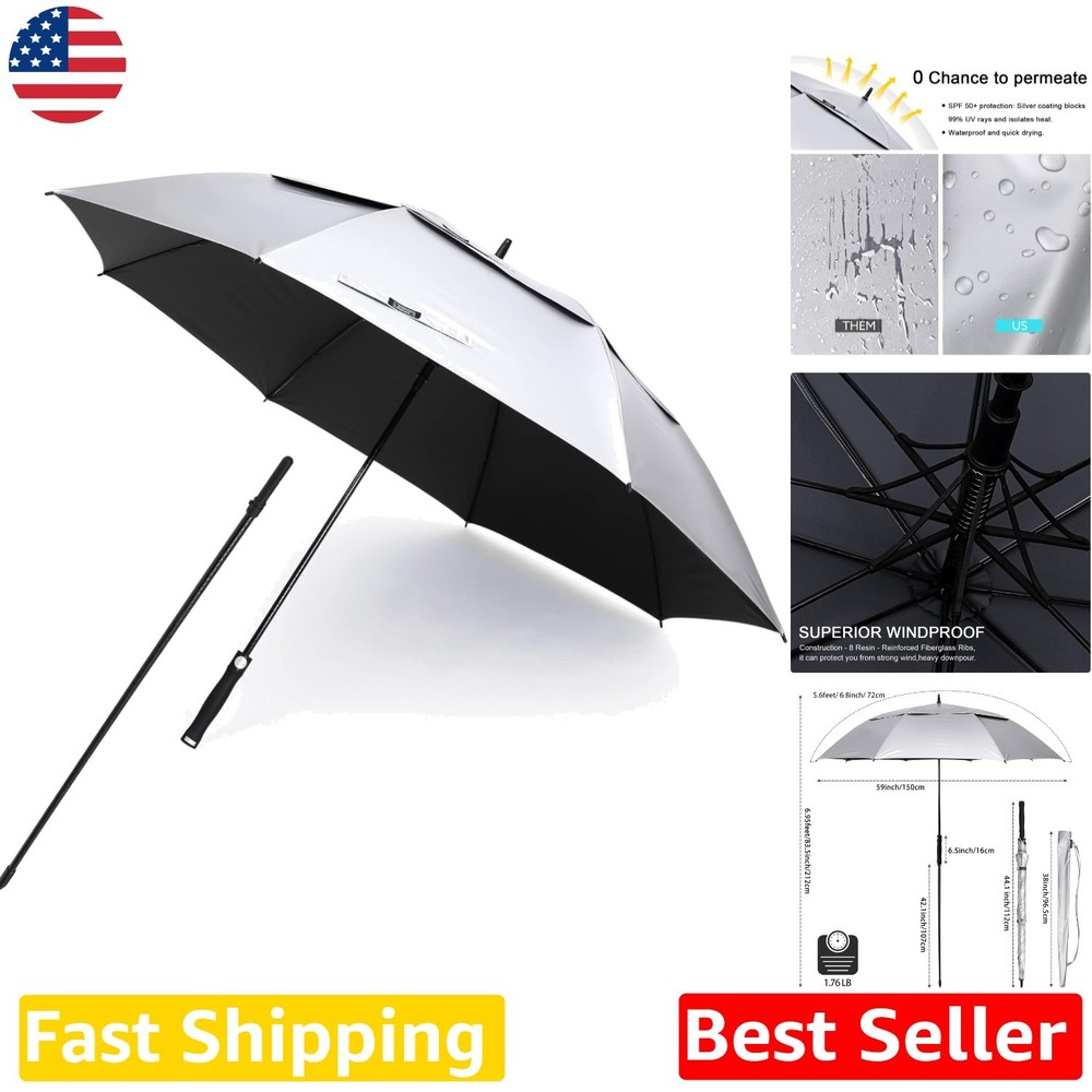 Sturdy 68" Golf/Beach Umbrella - Auto Open Windproof UV Protection Extra Large
