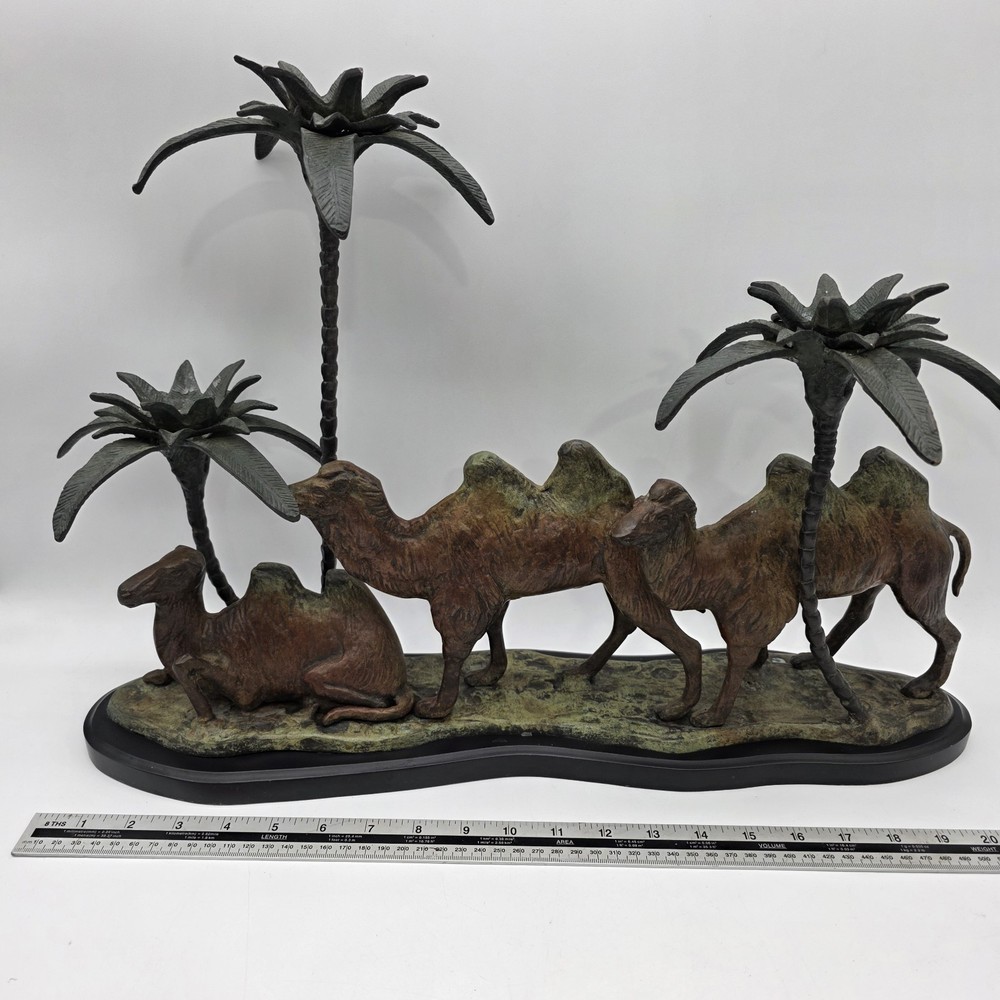 Orientalist Cold-Painted Bronze Middle Eastern Camel Form Candelabra