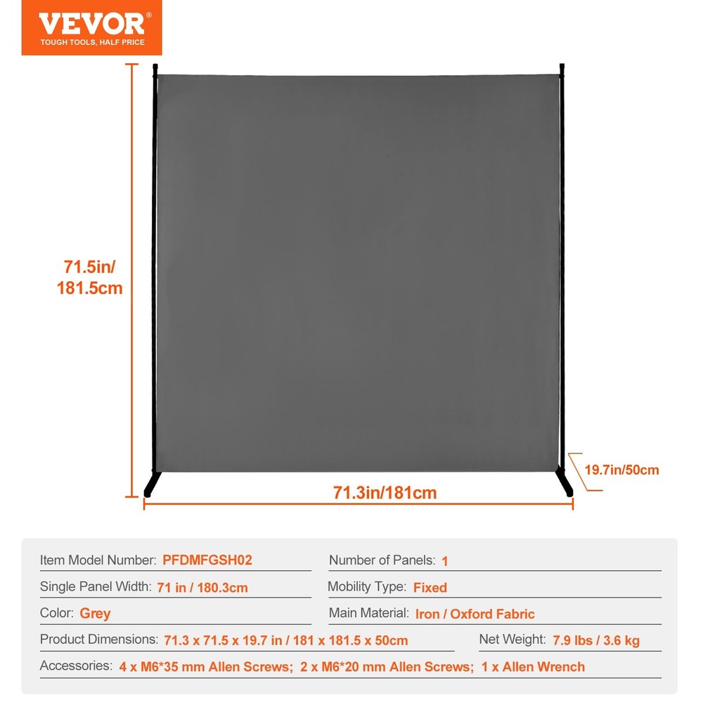 Room Divider, Single Panel Room Divider, 6FT Privacy Screen Indoor, Partition Di