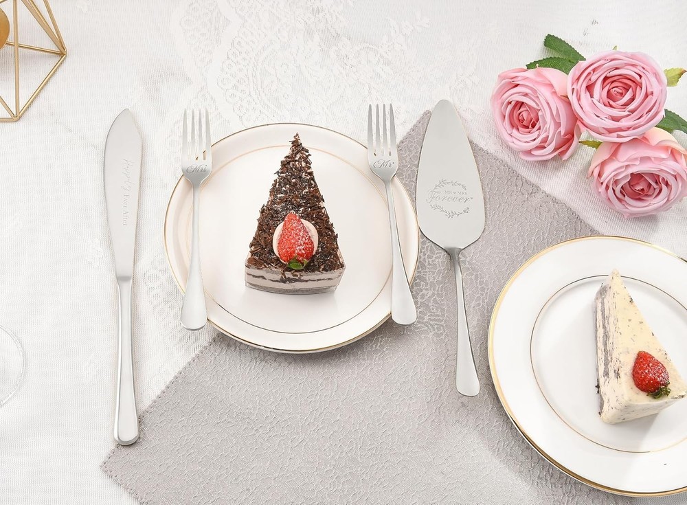 Rust-Resistant Silver Wedding Cake Cutting Set - Beautiful Keepsake for Couples