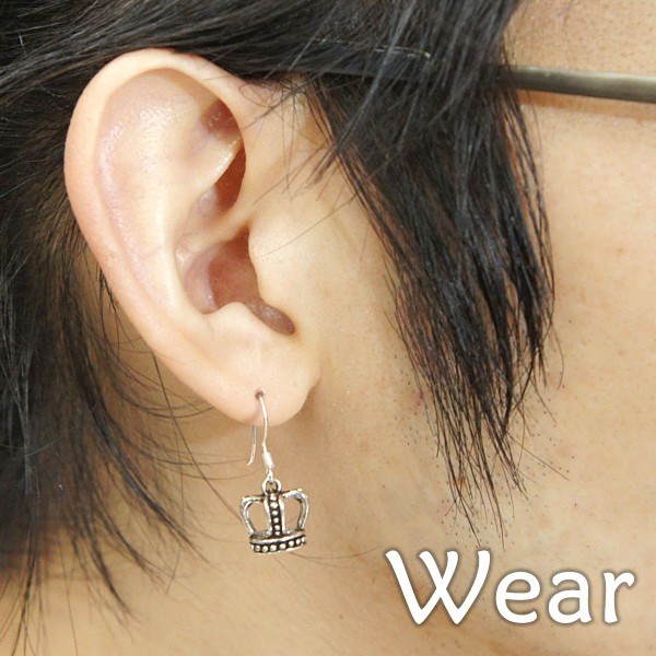 Crown Hook Silver Earring (Single)