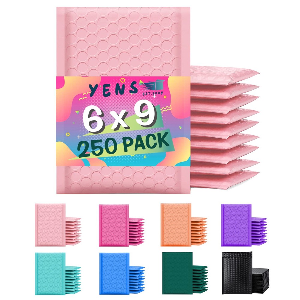 Yens® 250 #0 Poly Bubble Padded Envelopes Mailers 6 X 9 -Light Pink